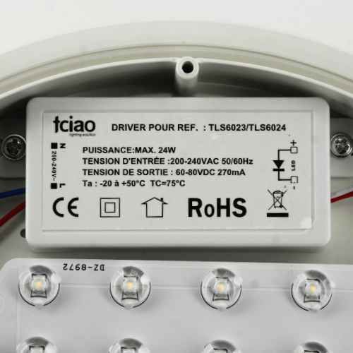 Projecteur extérieur LED extra plat TCIAO 230V 20W 2200lm 3CCT blanc réf. TLS6024 - zoom composants intérieur