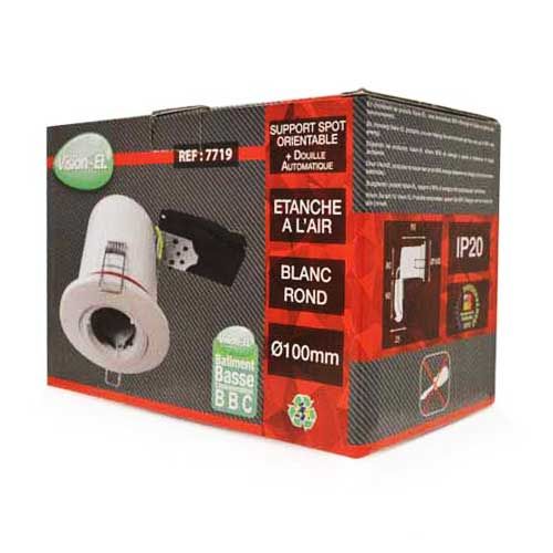 VISION-EL Support de spot BBC rond blanc orientable avec douille automatique - Boite