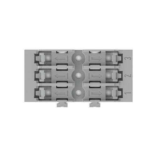 Support de fixation 3 voies Wago à visser pour bornes S221 InLine à levier - vue de dessus