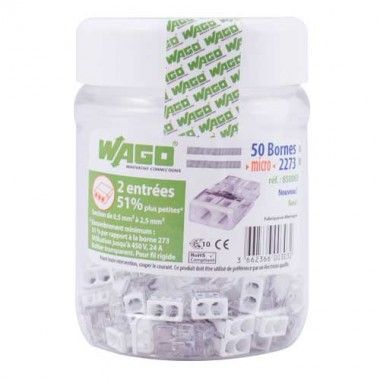 WAGO Flacon de 50 mini-bornes de connexion 2 fils S2273