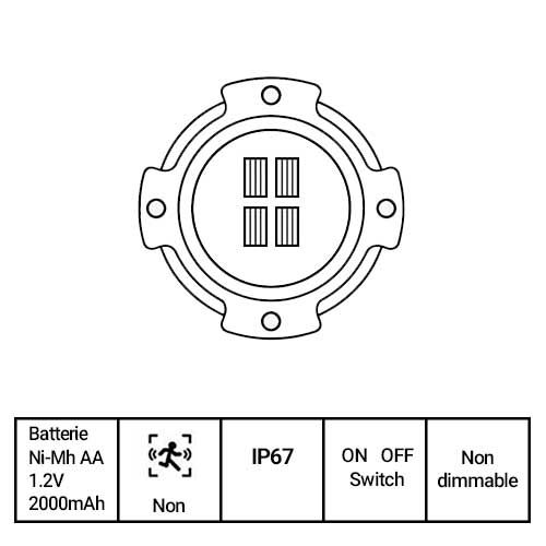 Fiche technique du pavé de sol pour éclairage extérieur Watt & Home