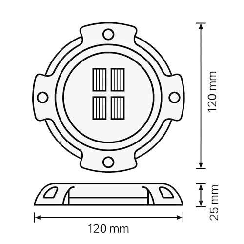 Dimensions du pavé de sol pour éclairage extérieur Watt & Home