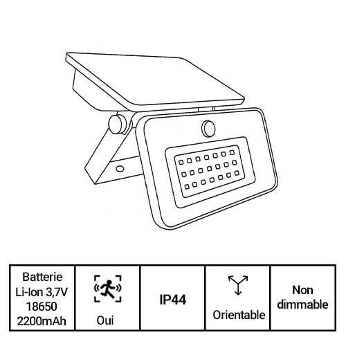 Fiche technique projecteur extérieur Watt & Home Odessa
