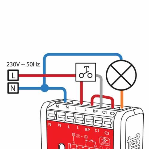 Branchement du télérupteur Yokis MTR2000E-UP compatible Zigbee