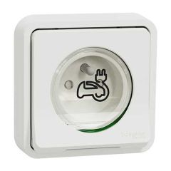 Prise de courant 2P+T renforc&eacute;e VE SCHNEIDER MUREVA Styl &eacute;tanche complet encastr&eacute;e IP55 blanc - MUR39011