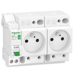 SCHNEIDER Resi9 XE Double Prise modulaire 2P+T combin&eacute;e 16A auto 6 modules - R9ECS616