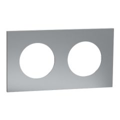 SCHNEIDER Odace Metal Plaque double titane support blanc - S910704