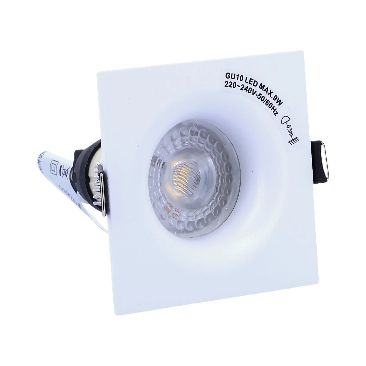 ARLUX Spot LED encastrable carré GU10 230V 5W 380lm 2700K 88mm blanc 