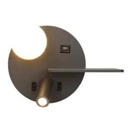ARLUX Dita Applique intérieure gauche 5W 350lm 2700K USB anthracite + liseuse 3W - 114174