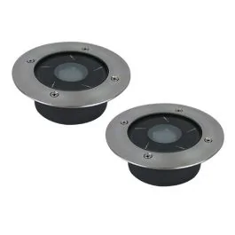 ARLUX Lot de 2 spots solaires LED Patio encastrables 120mm 1W 50lm 6000K IP67 Inox - 500113