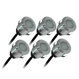 ARLUX Kit de 6 spots LED extérieurs encastrés rond Patio 230V 4,5W 15lm 3000K IP67 inox - 500606
