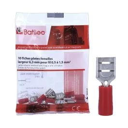 BATILEC Cosses plates femelles rouges 0,25 à 1,5 mm²- Lot de 10 - 030496