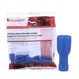 BATILEC Cosses plates femelles isolées bleues 1,5 à 2,5 mm²- Lot de 10 - 030564