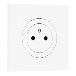 SCHNEIDER Odace Prise de courant 2P+T affleurante blanc craie et plaque simple céramique blanc
