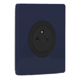 SCHNEIDER Odace Prise de courant 2P+T affleurante noir onyx et plaque simple Architecte bleu émaillé