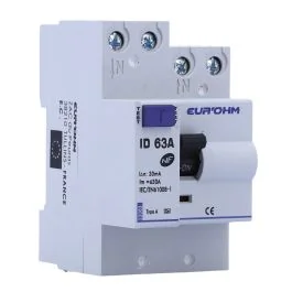 EUROHM Interrupteur différentiel 63A 30mA type A 3 modules 230V - 23363