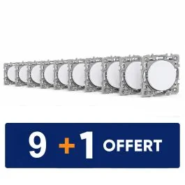 EUROHM Square Interrupteur va et vient blanc - Lot 9+1 gratuit