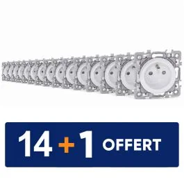 EUROHM Square Prise de courant 2P+T blanc - Lot 14+1 gratuit