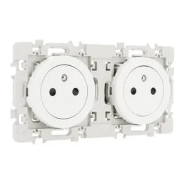 EUROHM Square Double prise de courant précâblée affleurante 2P+T blanc - 60252