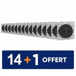 EUROHM Square Prise de courant 2P+T affleurante anthracite - Lot 14+1 gratuit