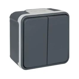 EUROHM Oxxo Interrupteur double va et vient étanche complet anthracite IP55 - 60802