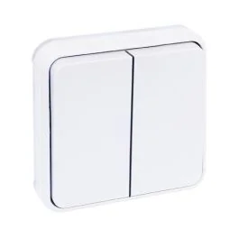 EUROHM Oxxo Interrupteur double va et vient étanche complet encastré blanc IP55 - 60890