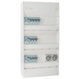 HAGER Gamma Tableau électrique prééquipé 3 rangées 3ID 40A 10 disjoncteurs