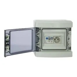 IKEPE Tableau électrique prééquipé étanche 8 modules 1ID 40A 1 disjoncteur + 1 prise