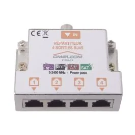 IKEPE Répartiteur TV 1 entrée coaxiale et 4 sorties TV sur RJ45