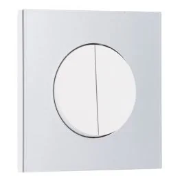 SCHNEIDER Odace Interrupteur double va et vient/bouton poussoir blanc craie et plaque simple aluminium