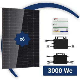 Kit solaire complet 2700Wc à 3000Wc avec 6 panneaux photovoltaïques + micro onduleur HOYMILES