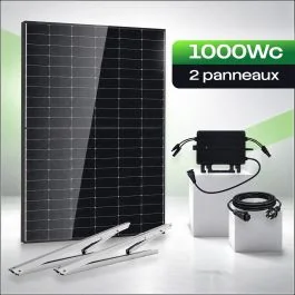 Kit Solaire Plug & Play 900Wc à 1000Wc avec 2 panneaux photovoltaïques + micro onduleur HOYMILES