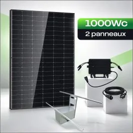 Kit Solaire Plug & Play portrait 900Wc à 1000Wc avec 2 panneaux photovoltaïques + micro onduleur HOYMILES