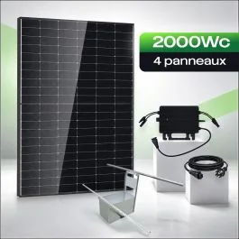 Kit Solaire Plug & Play portrait 1800Wc à 2000Wc avec 4 panneaux photovoltaïques + micro onduleur HOYMILES