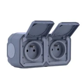LEGRAND Plexo Double prise de courant 2P+T saillie complet étanche gris IP55