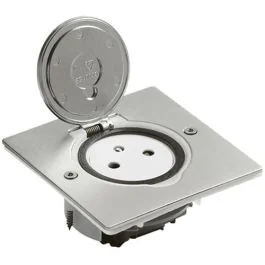LEGRAND Prise de sol 2P+T 16A carrée inox brossé - 089760