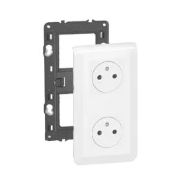 LEGRAND Mosaic Prise de courant double deux postes vertical 2P+T complet blanc