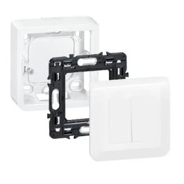 LEGRAND Mosaic Double bouton poussoir en saillie complet blanc