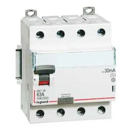 LEGRAND DX3 Interrupteur différentiel tétrapolaire 63A 30mA type AC 4 modules 400V - 411662