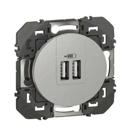 LEGRAND Dooxie Prise chargeur USB double Type A aluminium - 600443