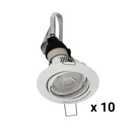 Lot de 10 spots LED encastrables et orientables GU10 230V 5W 400lm 4000K 85mm blanc