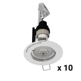 Lot de 10 spots LED encastrables GU10 230V 5W 400lm 2700K 85mm blanc