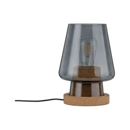 PAULMANN Lampe à poser E27 NEORDIC IBEN 230V hauteur 25cm verre fumé liège - 79736