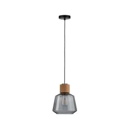 PAULMANN Suspension E27 NEORDIC EDLA 230V 20W 110cm verre fumé liège noir - 79739