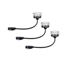 PAULMANN Kit de 3 spots LED extérieurs encastrés de sol rond Plug & Shine IP67 24V 2W 50lm 3000K argent - 93692