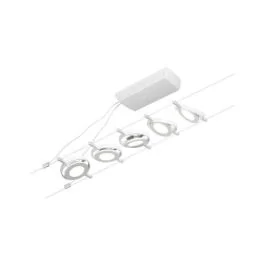 PAULMANN Kit de 5 Spots LED sur cables CORDUO ROUNDMAC 200lm 3000K 5m blanc - 94416