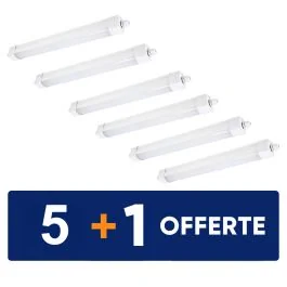 Réglette LED intégrée étanche 230V 15W 2250lm 3CCT 60cm grise - Lot 5+1 gratuit