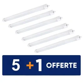Réglette LED intégrée étanche 230V 50W 7500lm 3CCT 150cm grise - Lot 5+1 gratuit