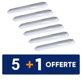 Réglette LED intégrée étanche 230V 15W 1825lm 4000K 60cm grise - Lot 5+1 gratuit