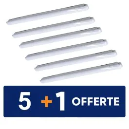 Réglette LED intégrée étanche 230V 50W 5115lm 4000K 150cm grise - Lot 5+1 gratuit